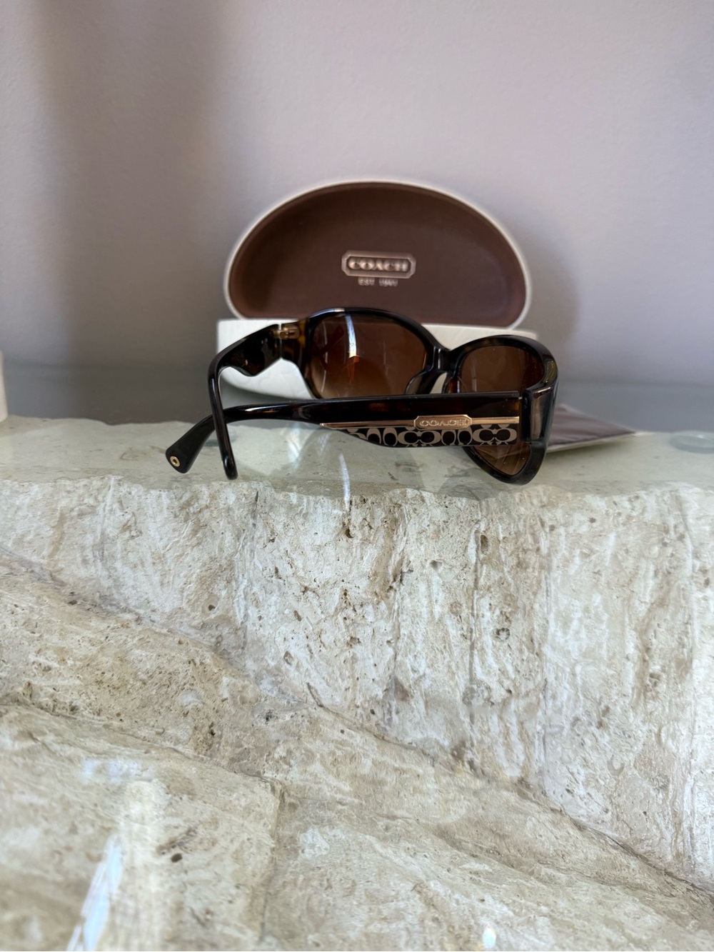 Coach Women's Tortoiseshell Sunglasses with Brown Gradient Lenses - Picture 2 of 6